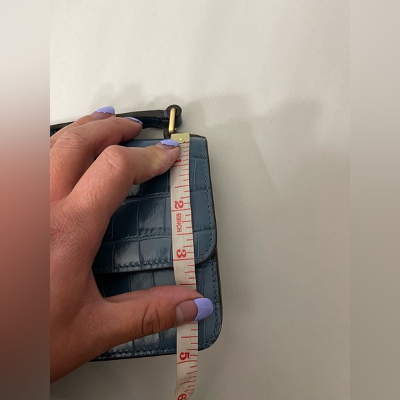 Tory Burch Croc Leather Brass Logo gold chain Crossbody bag Small Size - Picture 9 of 10